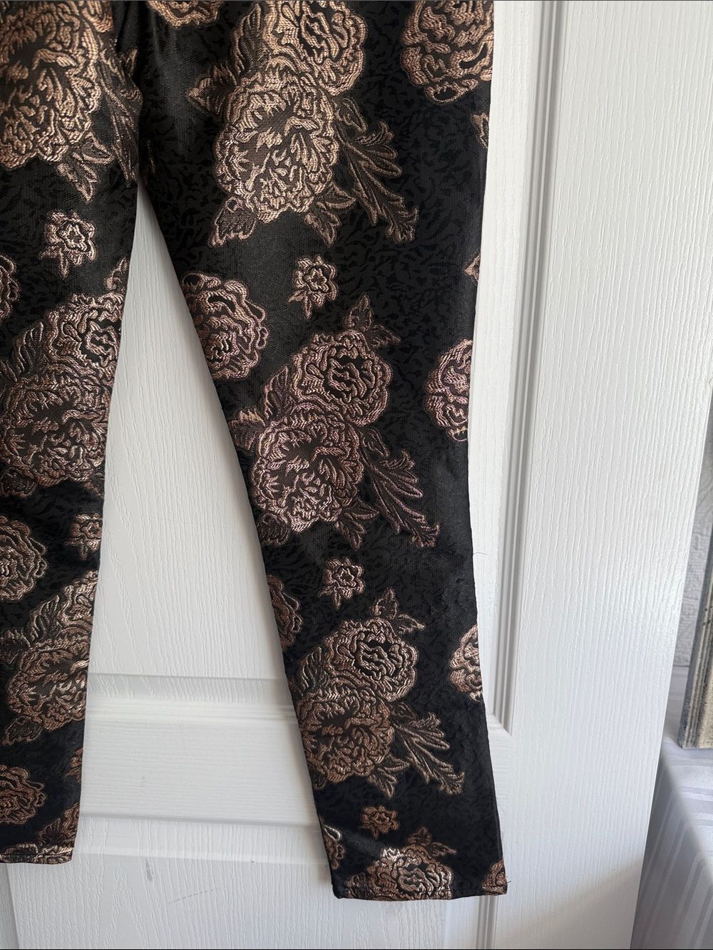 Sage Metallic Floral Straight Leg Pants - Black & Gold - Picture 8 of 8